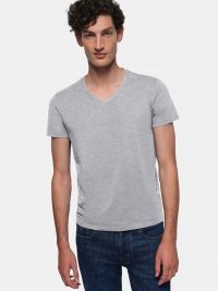 Herren V-Shirt Stretch Grau